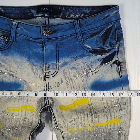 Navie Womens Splatter Studded Skinny Straight Leg Jeans 26 X 30 Stretch L - Picture 9 of 14